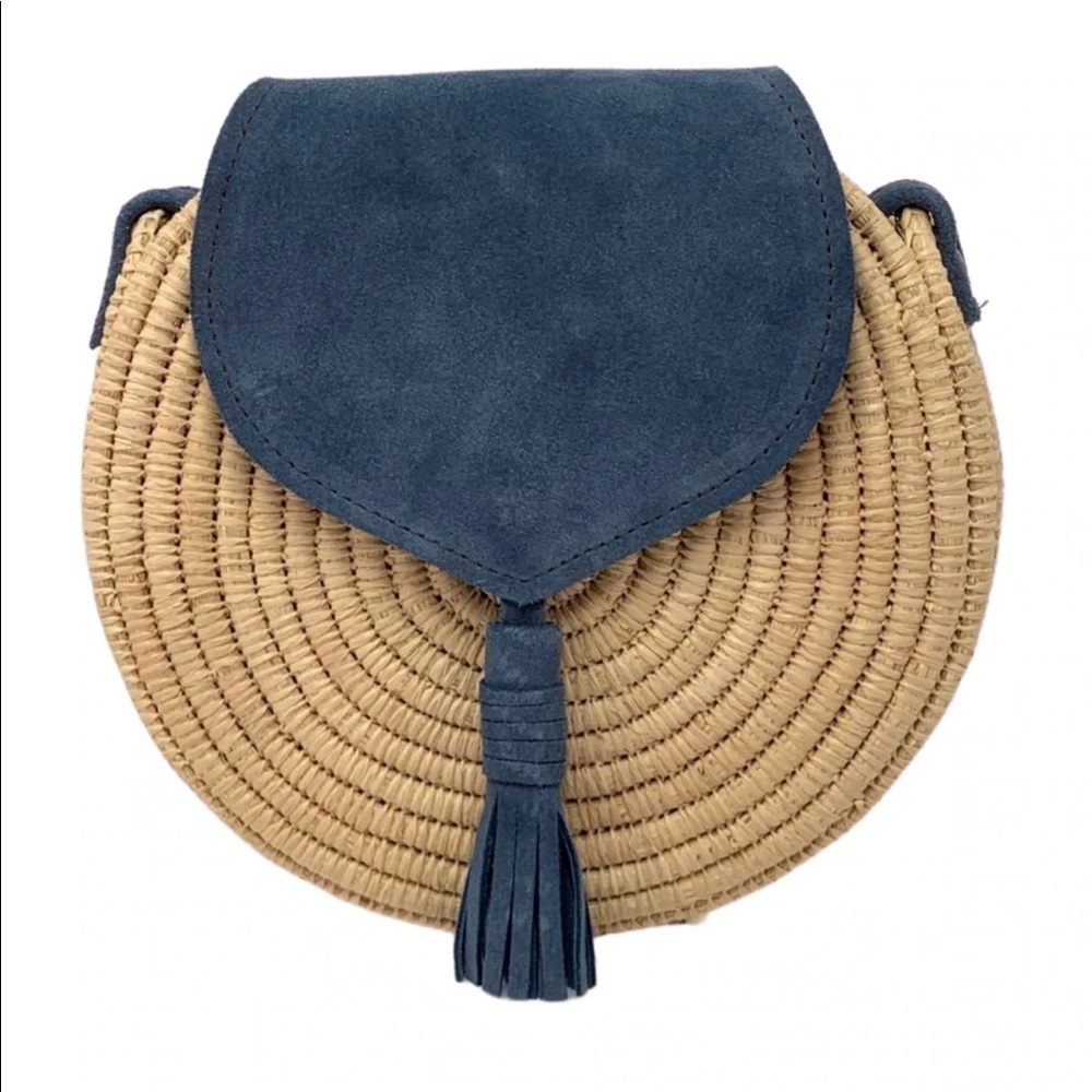 Mina Circle Woven Bag - Serenity Blue